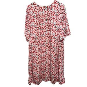 LOFT‎ Women’s Midi Short Sleeve Dress with Red and Pink Cherry Design Size XL